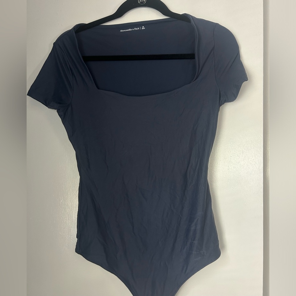Abercrombie & Fitch Women's Square Neck Short Sleeve bodysuit — Navy Blue